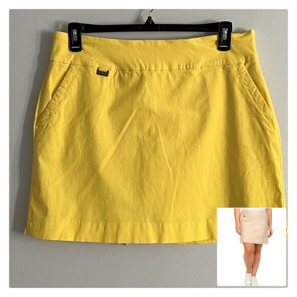 Peck & Peck 3 Pocket Yellow Twill Tennis/Golf/Pickleball Skort Sz 16 - Picture 1 of 9